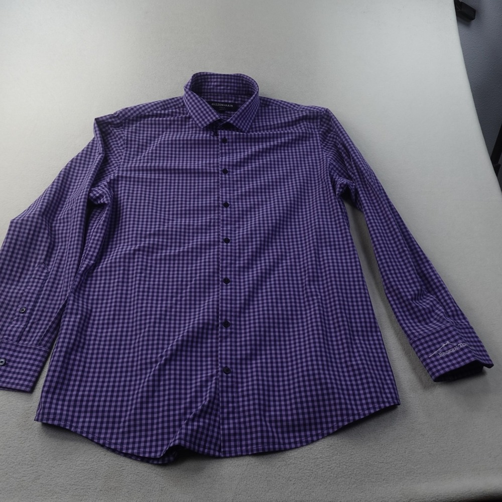 Mizzen+Main Leeward Shirt Mens Large Classic Fit Purple Gingham Performance